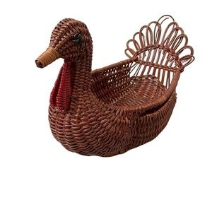 Vintage Woven Wicker Turkey Basket Avon